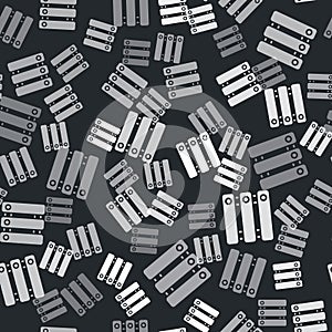 Grey Server, Data, Web Hosting icon isolated seamless pattern on black background. Vector