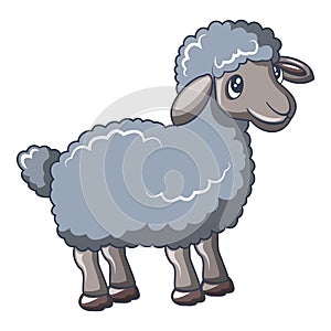 Grey sheep icon, cartoon style