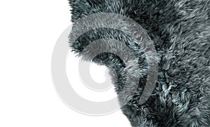 Grey sheepskin rug Sheep fur background texture