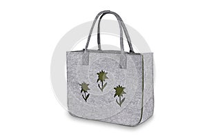 Grey shopping bag isolated on white background Clipping path included