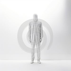 Minimal Unhallowed: White Hooded Onesie On Isolated Background