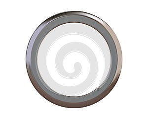 Grey silver metal grommet ring for paper, card, tag, sticker or hanger isolated on white background