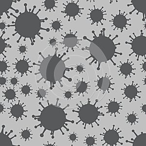 Grey on Silver Virus Pattern Seamless Repeat Background