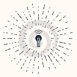 Grey Smart light bulb system icon isolated on beige background. Energy and idea symbol. Internet of things concept with