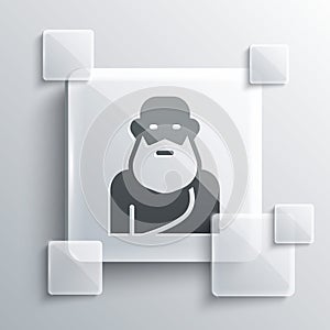 Grey Socrates icon isolated on grey background. Sokrat ancient greek Athenes ancient philosophy. Square glass panels