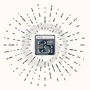 Grey Software, web developer programming code icon isolated on beige background. Javascript computer script random parts