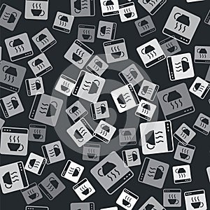 Grey Software, web developer programming code icon isolated seamless pattern on black background. Javascript computer