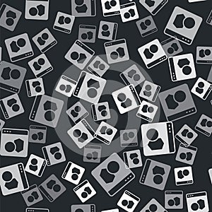 Grey Software, web developer programming code icon isolated seamless pattern on black background. Javascript computer