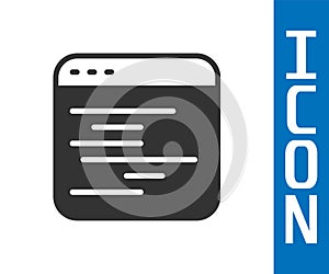 Grey Software, web developer programming code icon isolated on white background. Javascript computer script random parts