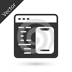 Grey Software, web developer programming code icon isolated on white background. Javascript computer script random parts
