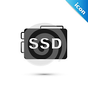 Grey SSD card icon isolated on white background. Solid state drive sign. Storage disk symbol. Vector