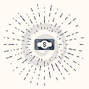 Grey Stacks paper money cash icon isolated on beige background. Money banknotes stacks. Bill currency. Abstract circle