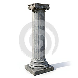 Grey stone column isolated on white background