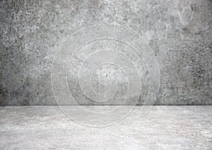 Grey stone grungy stage,empty room background,free space interior.Cement wall.Advertisement design studio.Modern backdrop