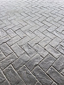 Grey Stone Pavement Texture with Herringbone Pattern