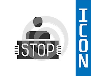 Grey Stop war icon isolated on white background. Antiwar protest. World peace concept. Vector