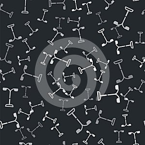 Grey Street light system icon isolated seamless pattern on black background. Vector