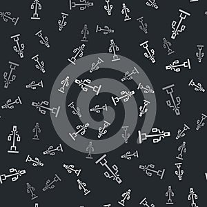 Grey Street light system icon isolated seamless pattern on black background. Vector