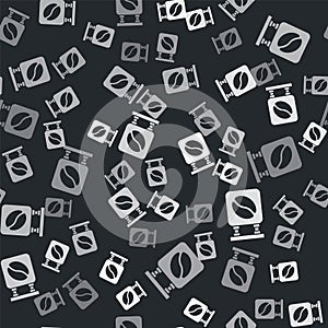 Grey Street signboard coffee icon isolated seamless pattern on black background. Vector