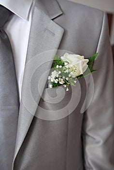 Grey suit of a groom