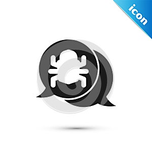 Grey System bug concept icon isolated on white background. Code bug concept. Bug in the system. Bug searching. Vector