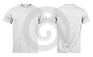 Grey T shirt mockup front and back used as design template, isolated on white background with clipping path.