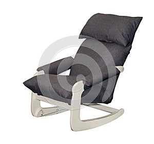 Grey textile rocking chair isolated