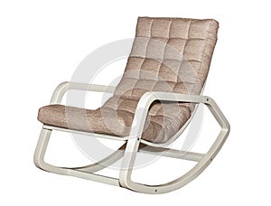 Grey textile rocking chair isolated