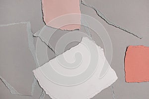 Grey torn paper texture on mood board. Art background.