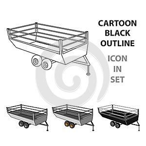 Grey trailer on wheels for transportation of farm animals.Agricultural Machinery single icon in cartoon style vector