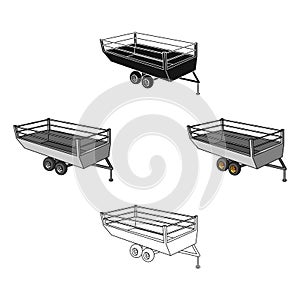 Grey trailer on wheels for transportation of farm animals.Agricultural Machinery single icon in cartoon style vector