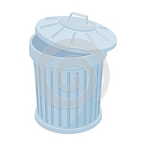 Grey trash can icon, cartoon style