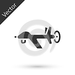 Grey UAV Drone icon isolated on white background. Military Unmanned aircraft spy. Vector