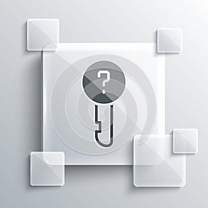 Grey Undefined key icon isolated on grey background. Square glass panels. Vector Illustration photo