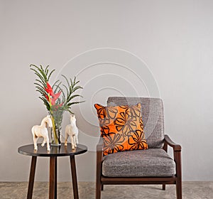 Grey upholstered chair