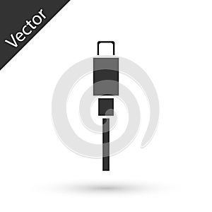 Grey USB cable cord icon isolated on white background. Connectors and sockets for PC and mobile devices. Vector