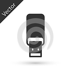 Grey USB flash drive icon isolated on white background. Vector