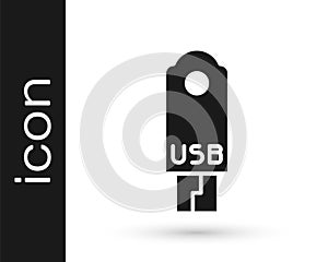 Grey USB flash drive icon isolated on white background. Vector Illustration