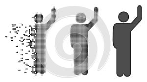 Destructed Pixel Halftone Hitchhike Pose Icon