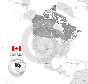 Grey Vector Political Map of Canada