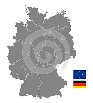 Grey Vector Political Map of Germany