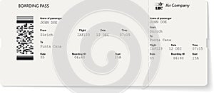 Grey vector template of boarding pass ticket