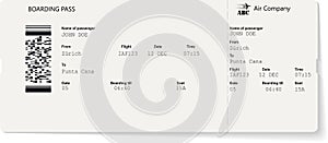 Grey vector template of boarding pass ticket photo