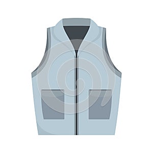 Grey vest icon, flat style