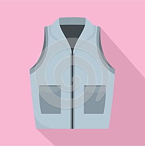 Grey vest icon, flat style