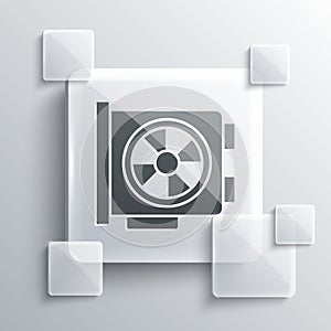 Grey Video graphic card icon isolated on grey background. Square glass panels. Vector