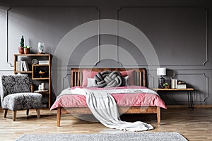 Grey vintage bedroom interior