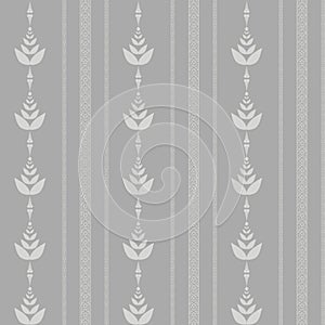 Grey vintage striped victorian style retro seamless wallpaper with ornaments