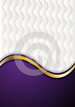 Grey violet deluxe background with golden and bronze waves