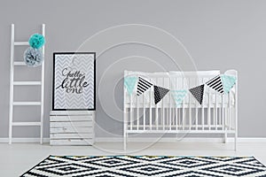 Grey wall in baby room